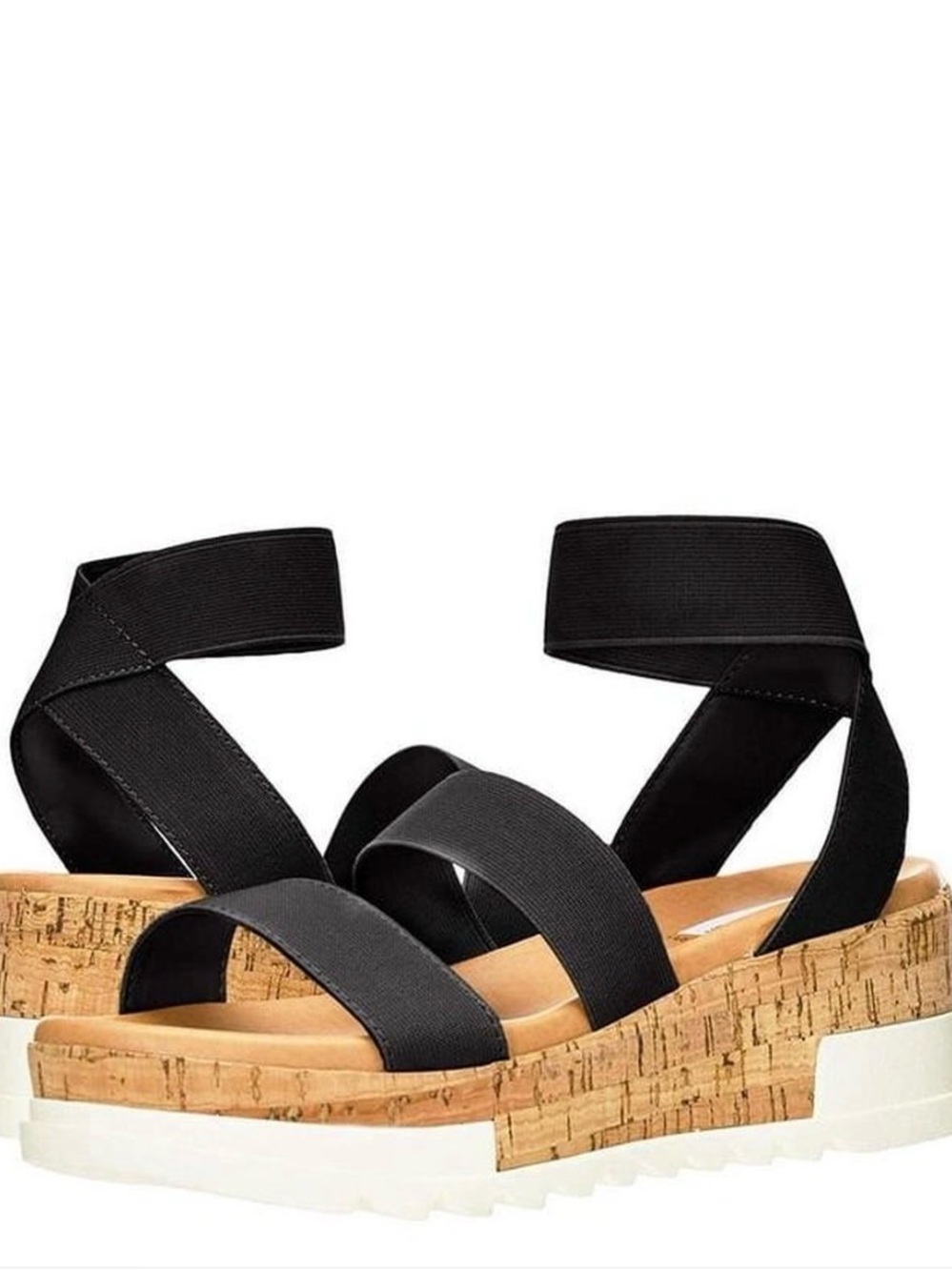 Steve Madden Black Bandi Platform Wedge Sandal size 6.5/7